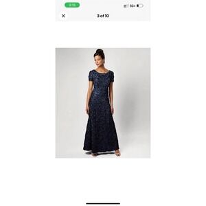 Alex Evenings Violet Blue Sequin Rosette Lace A-Line Gown Size 6 $269